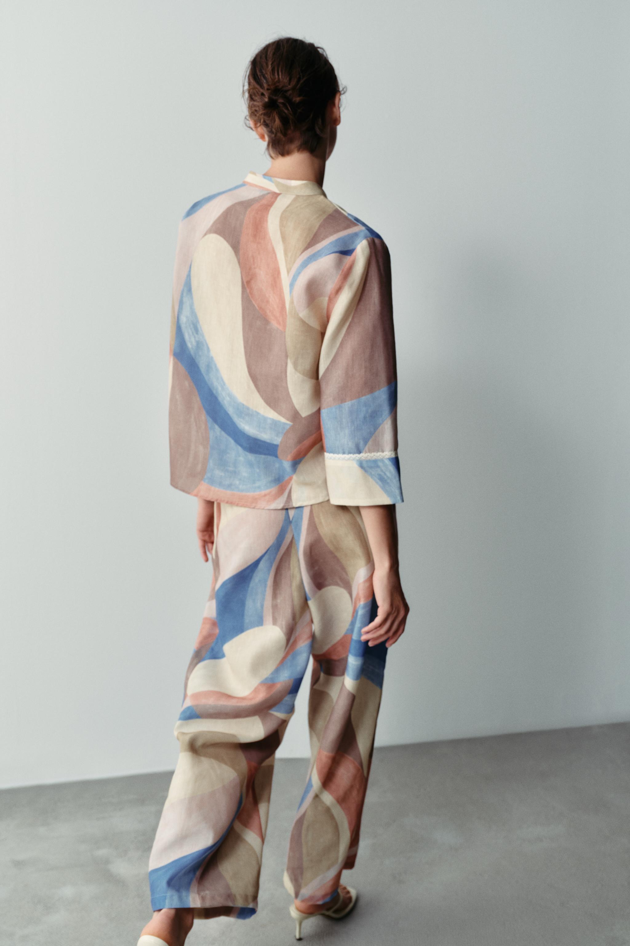PRINTED WIDE-LEG TROUSERS